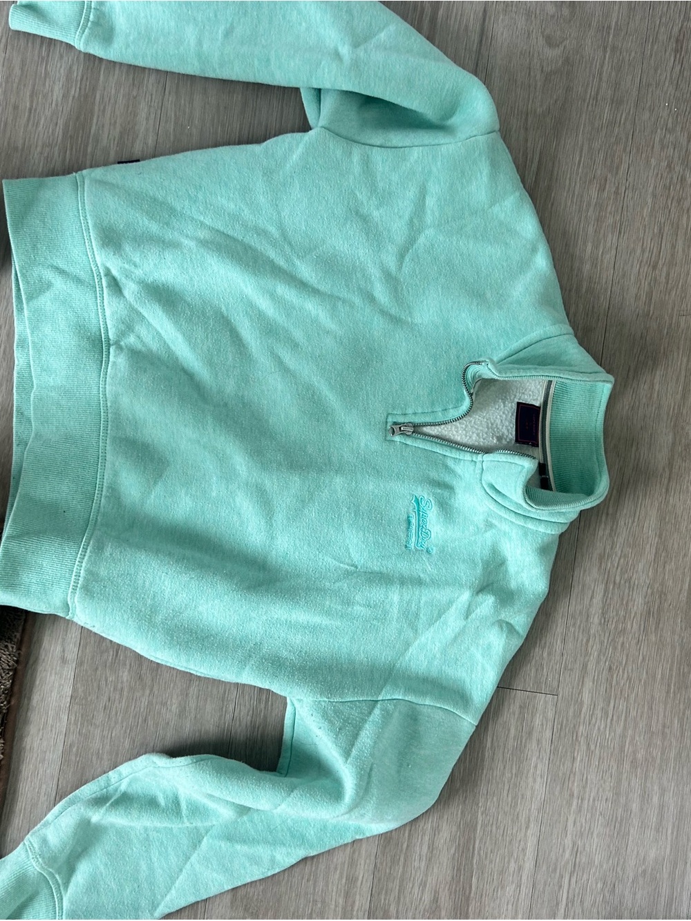 Superdry Mint Green Half-Zip Turtleneck Sweatshirt